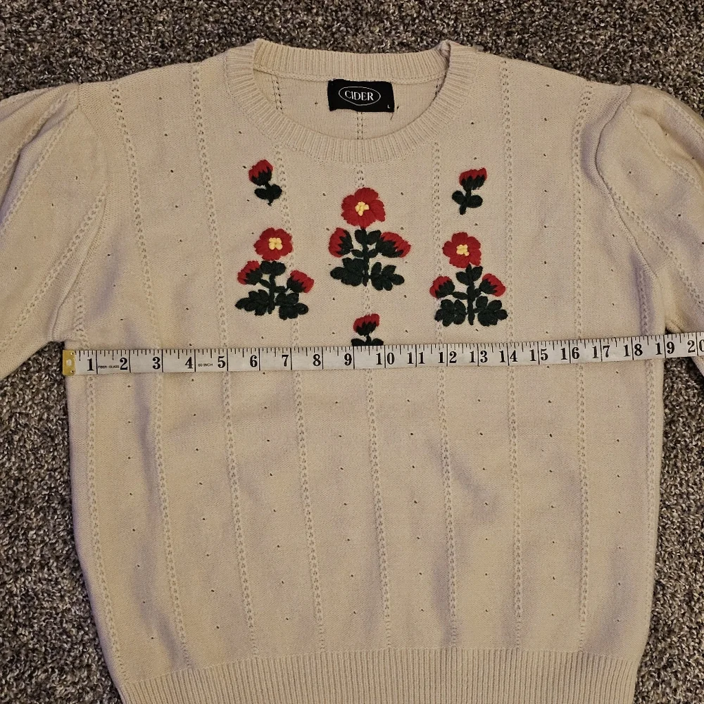Cider Floral Pattern Embroidered Knit Long Sleeve SZ L - Picture 11 of 14